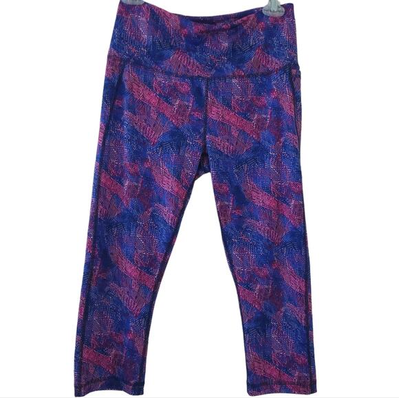 Reebok Pants - Reebok High Rise Crop Leggings Medium Pink Purple Athletic Pants Activewear